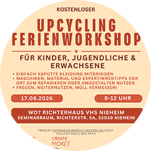 Öffnet die Seite 'Upcycling-Ferienworkshop: Für Kinder, Jugendliche & Erwachsene mit Laura Schlütz in Zusammenarbeit mit dem Kreis Höxter'